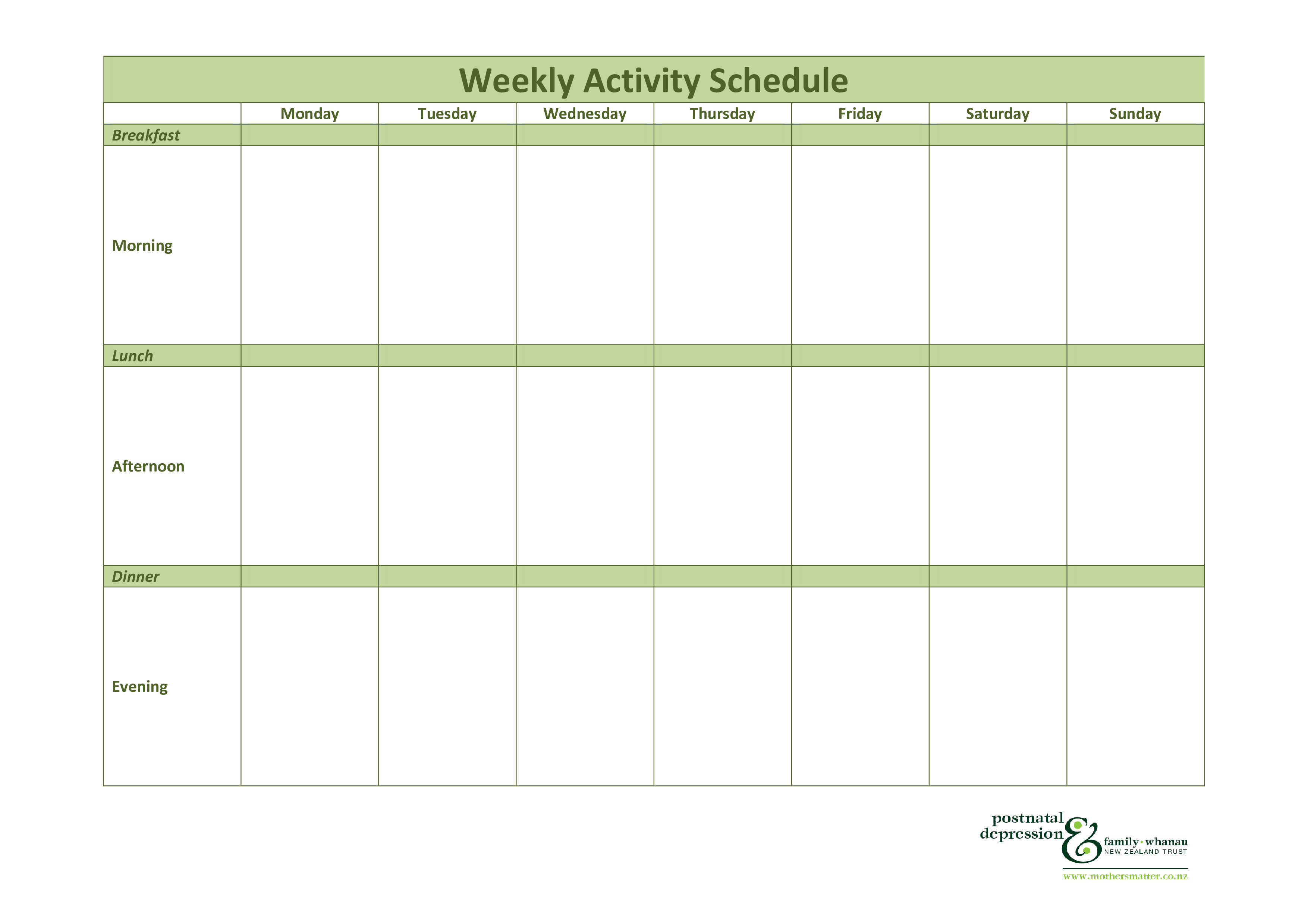 Activity Chart Template