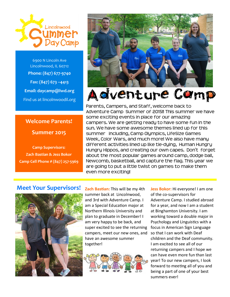 Adventure Camp Welcome Newsletter main image