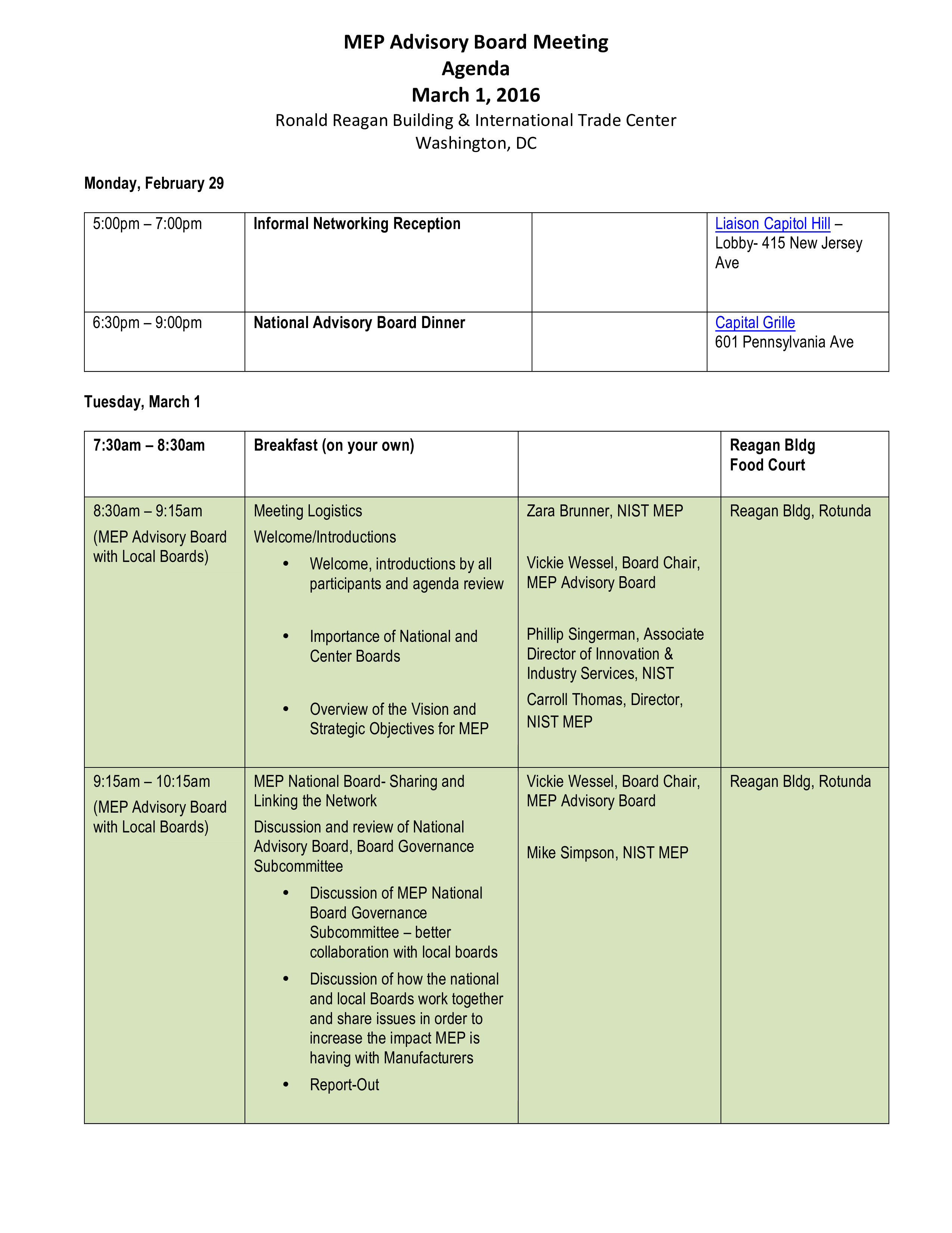 advisory board national meeting agenda modèles