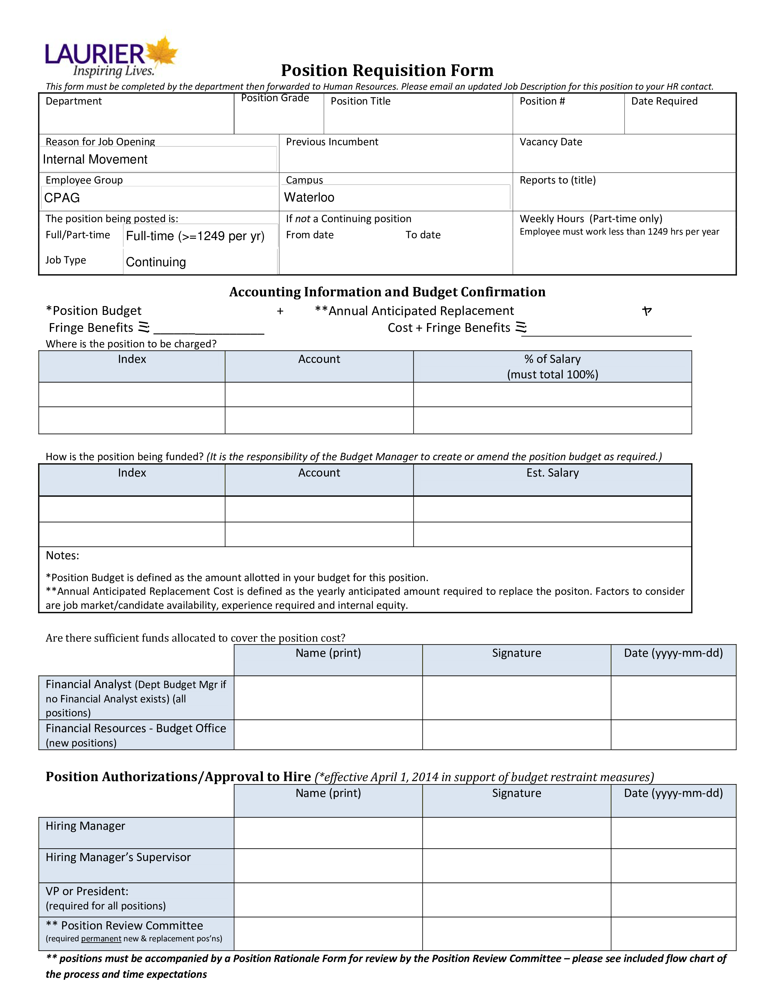 position requisition form voorbeeld afbeelding 