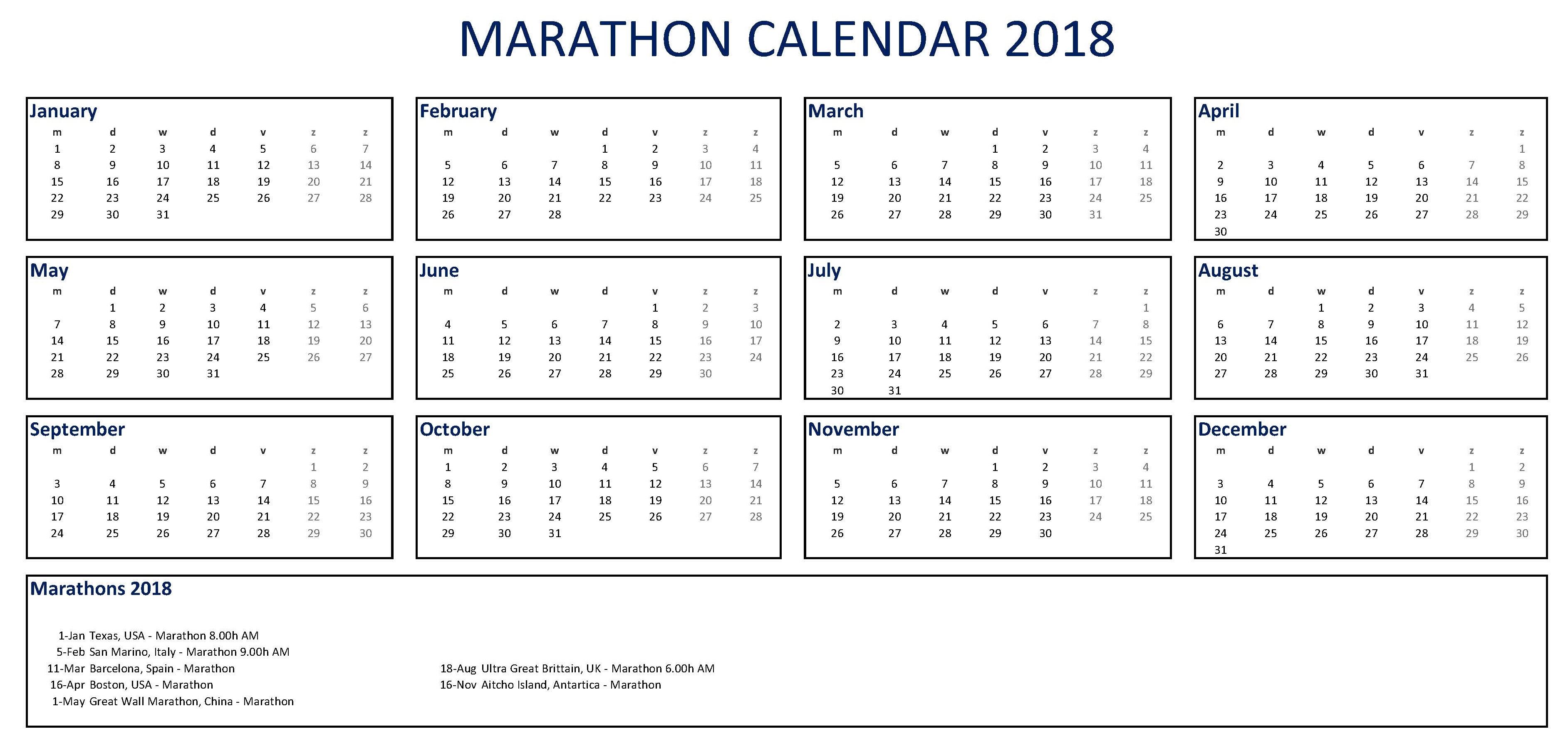 marathon calendar excel Hauptschablonenbild