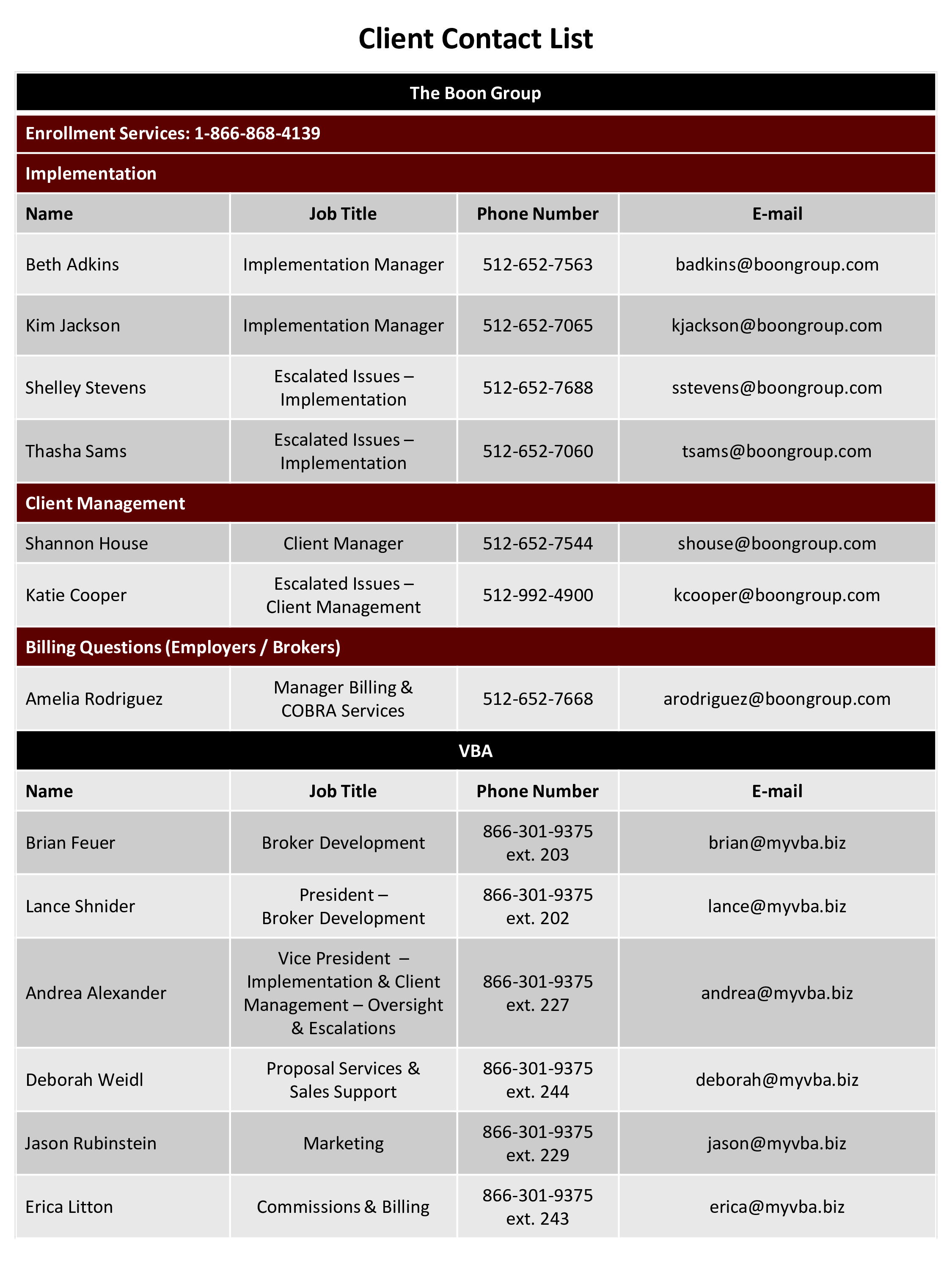 client contact list template