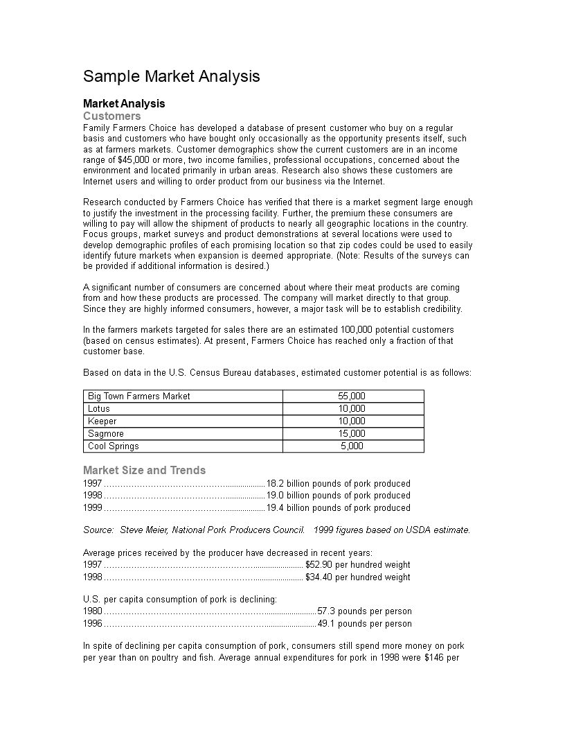 sample market analysis template Hauptschablonenbild