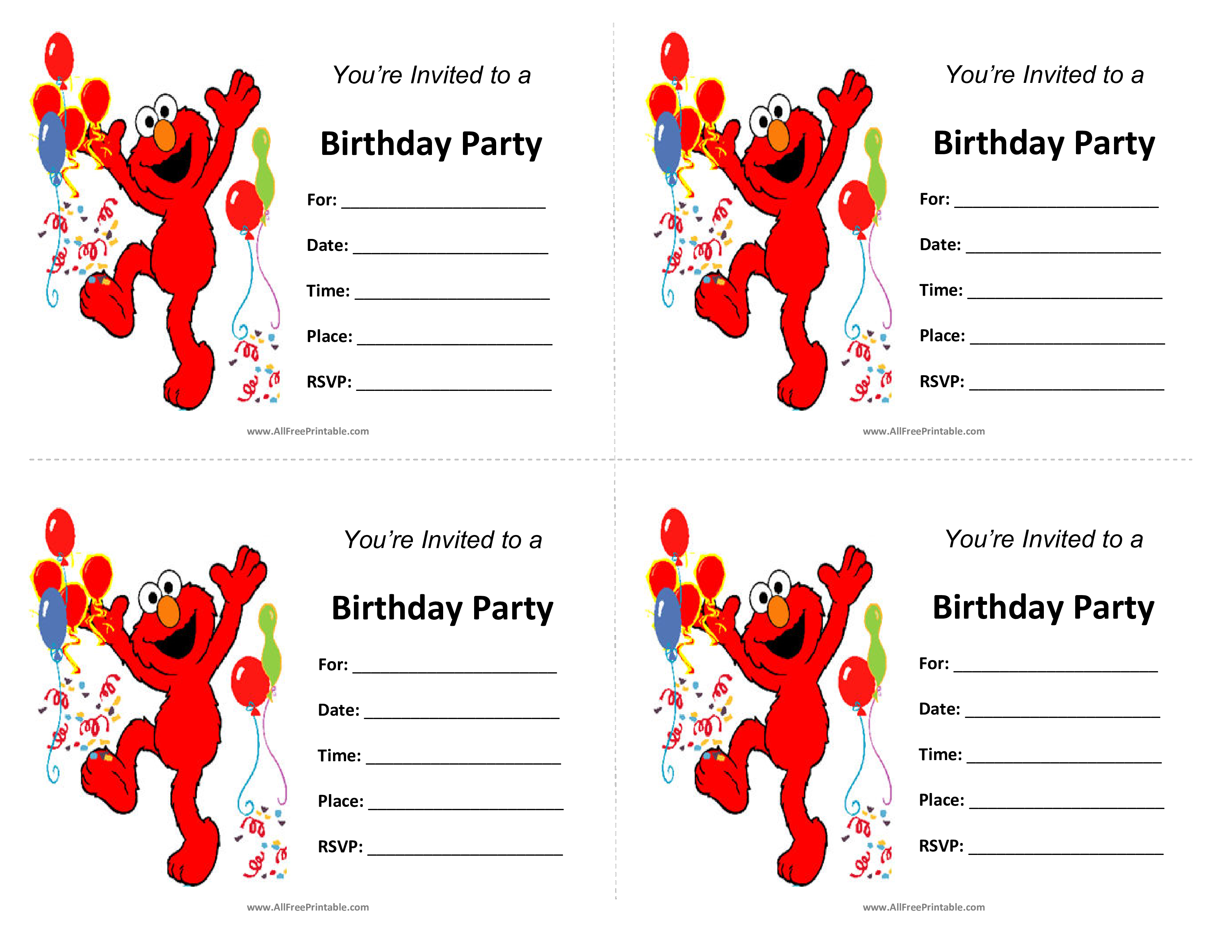 Free Elmo Birthday Invitations Templates At Allbusinesstemplates Com