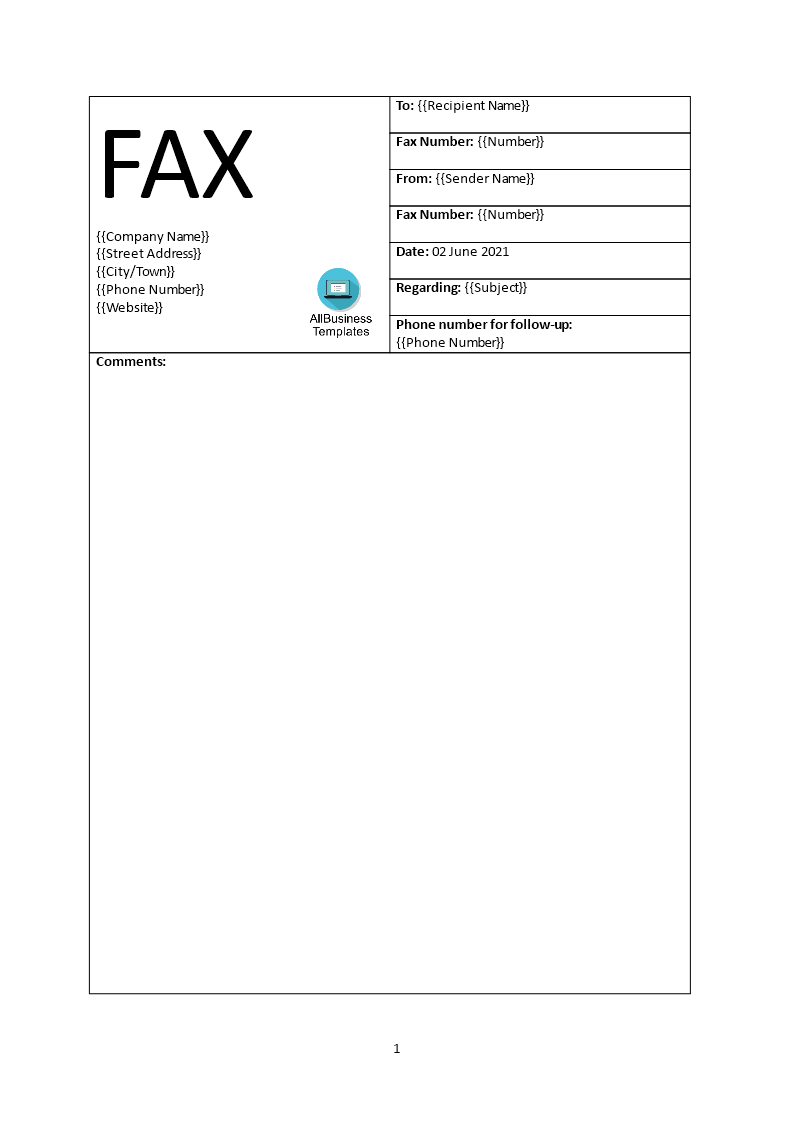 Blank Fax Cover Sheet main image