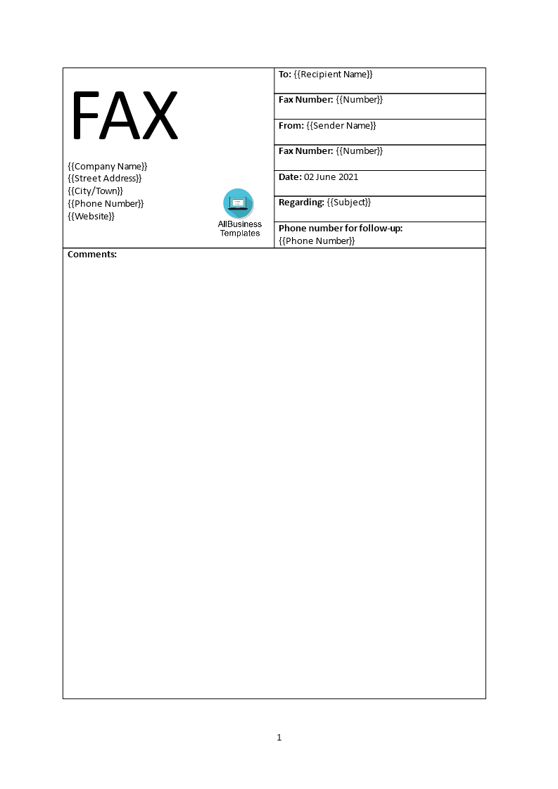 blank fax cover sheet plantilla imagen principal