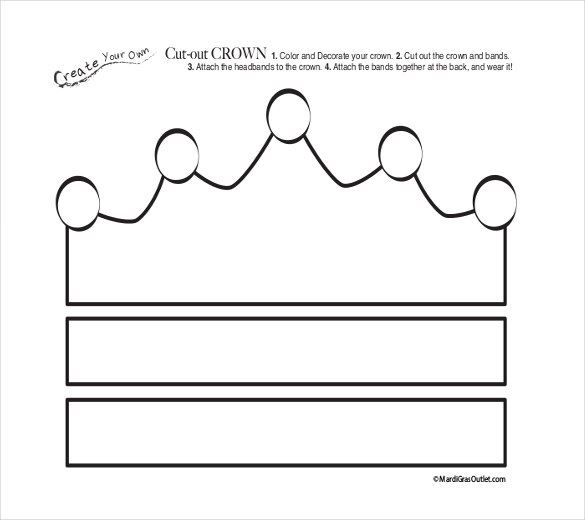paper cut out crown template voorbeeld afbeelding 