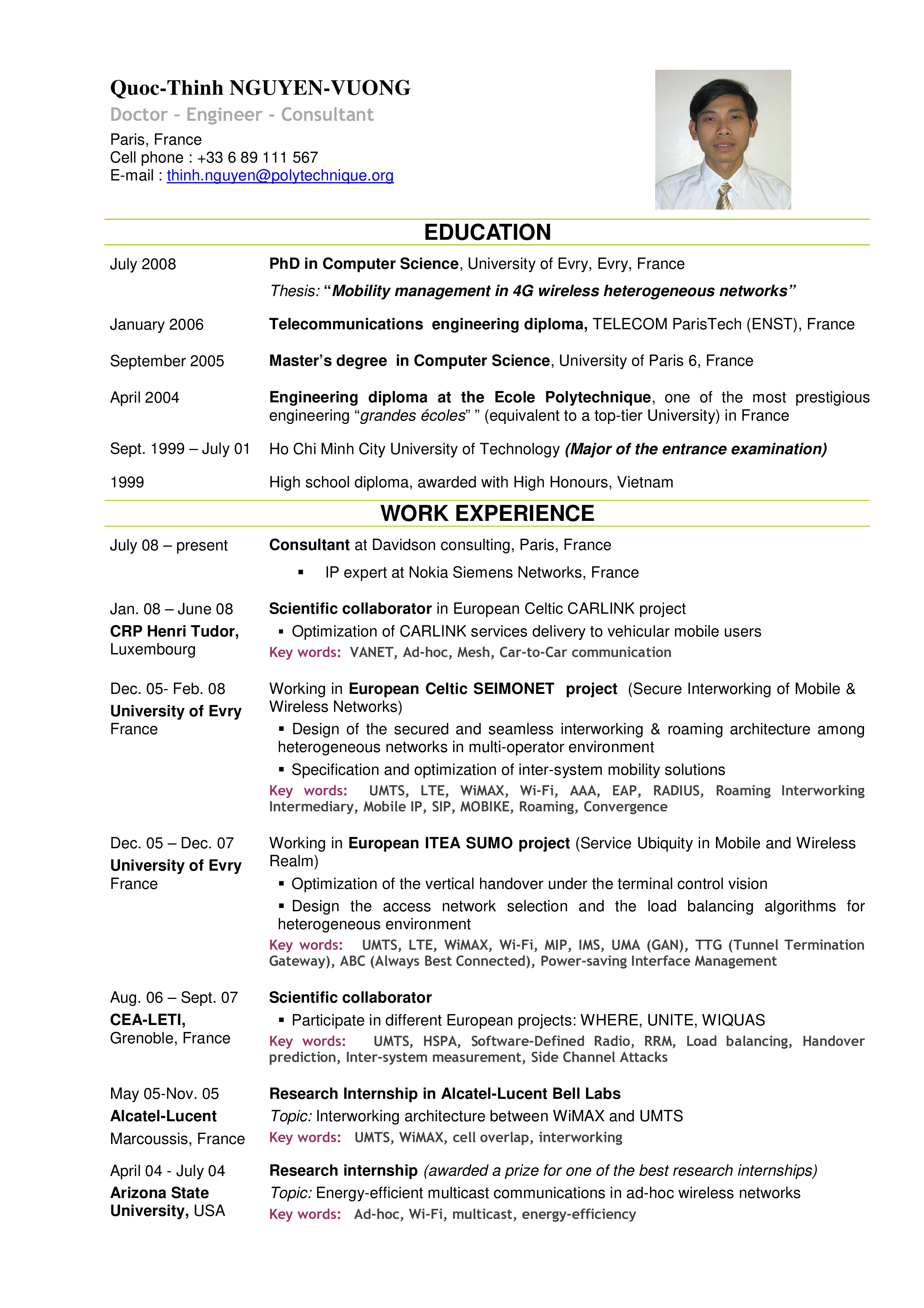 Telecommunication Engineer 模板