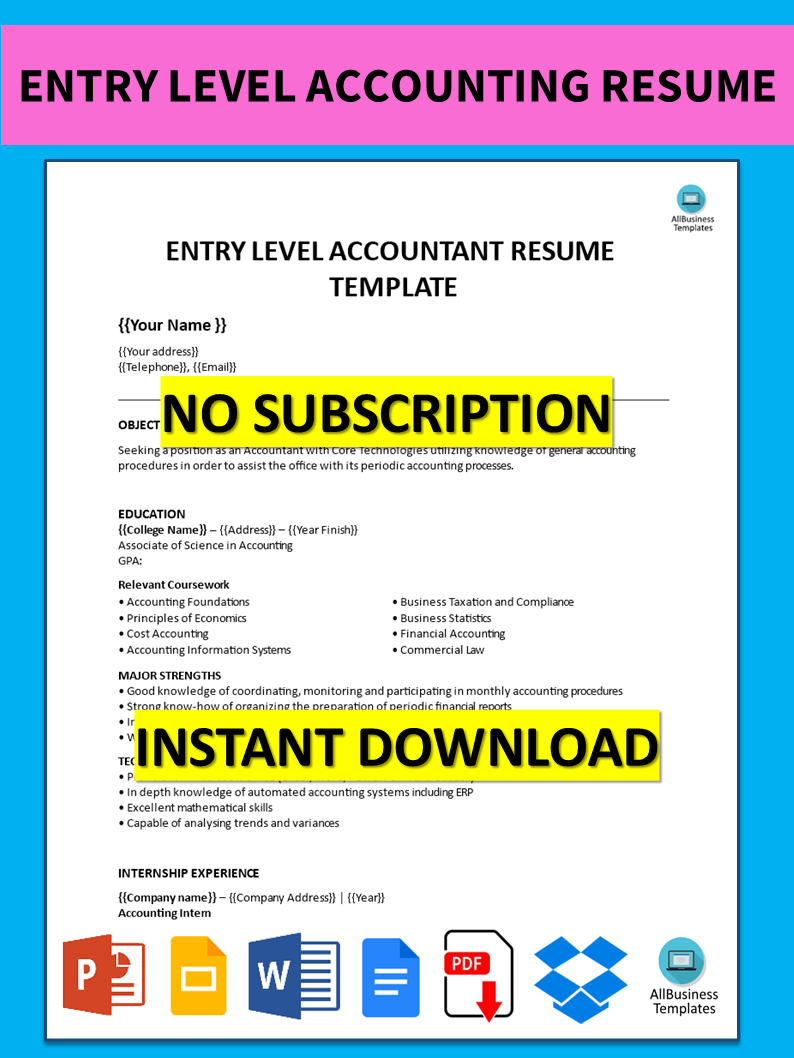 entry level accounting resume Hauptschablonenbild