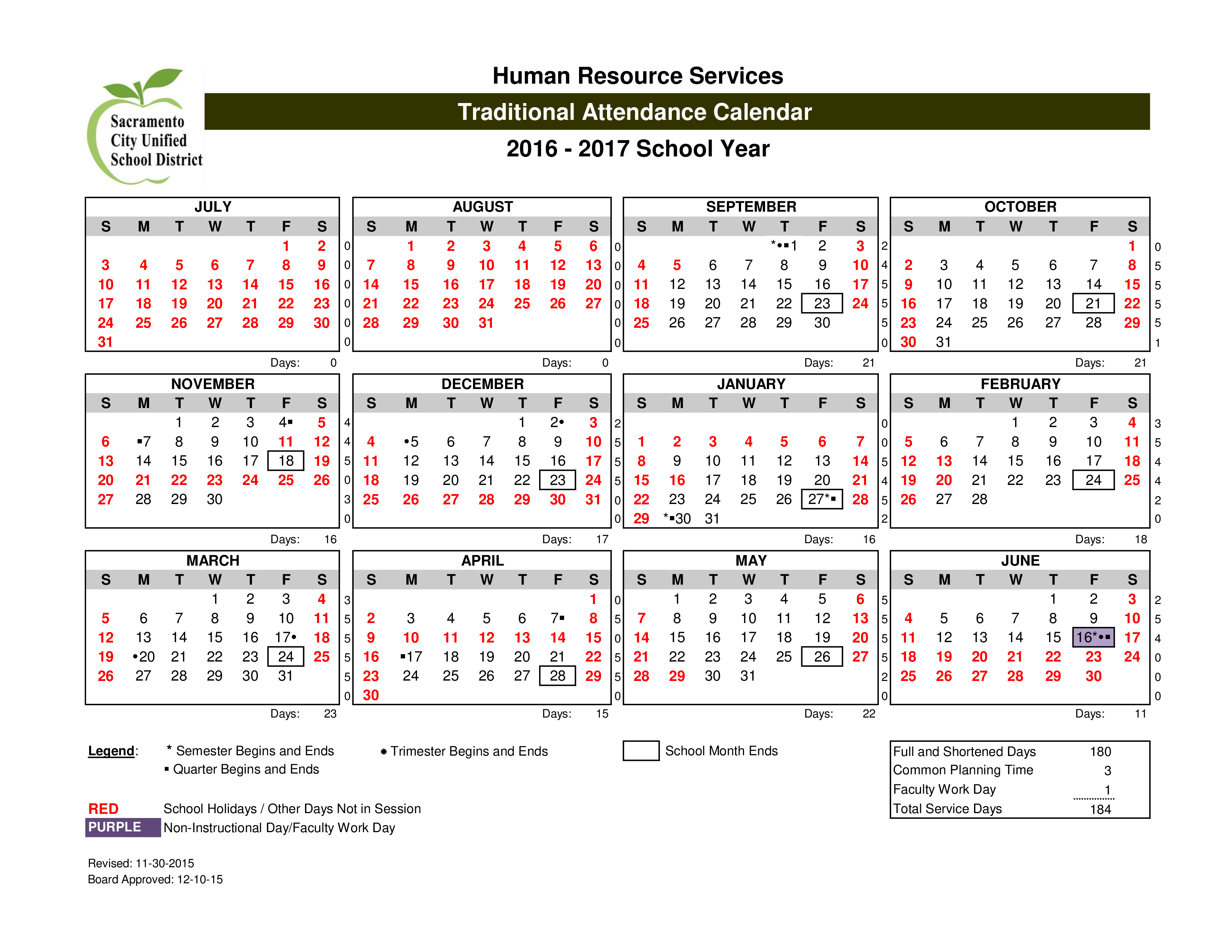 Attendance Calendar Example main image