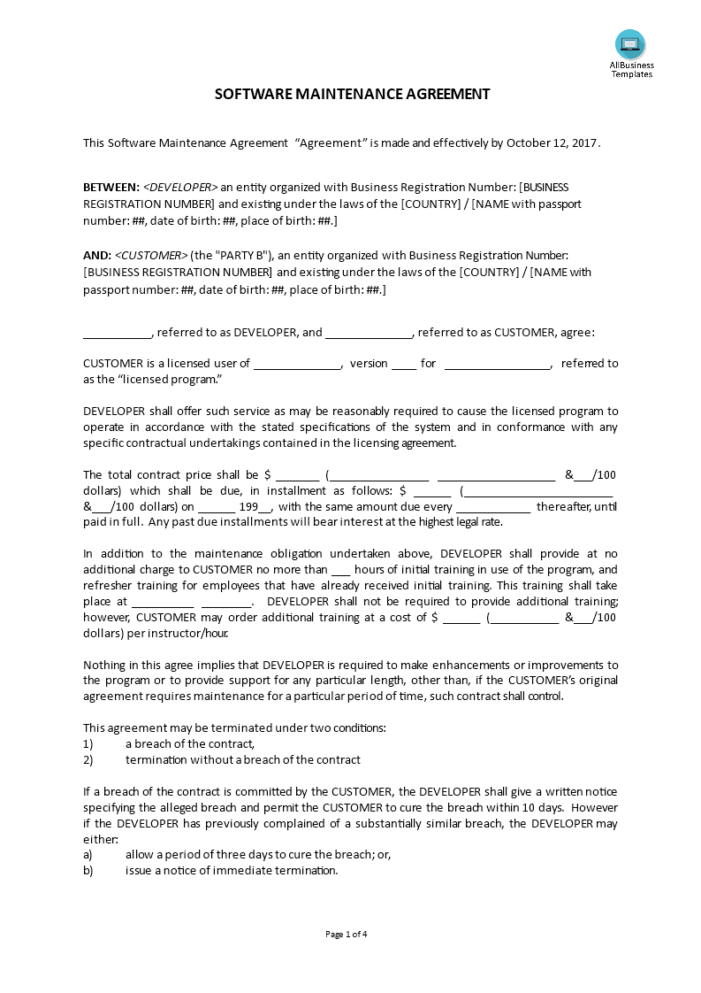 Software Maintenance Agreement main image