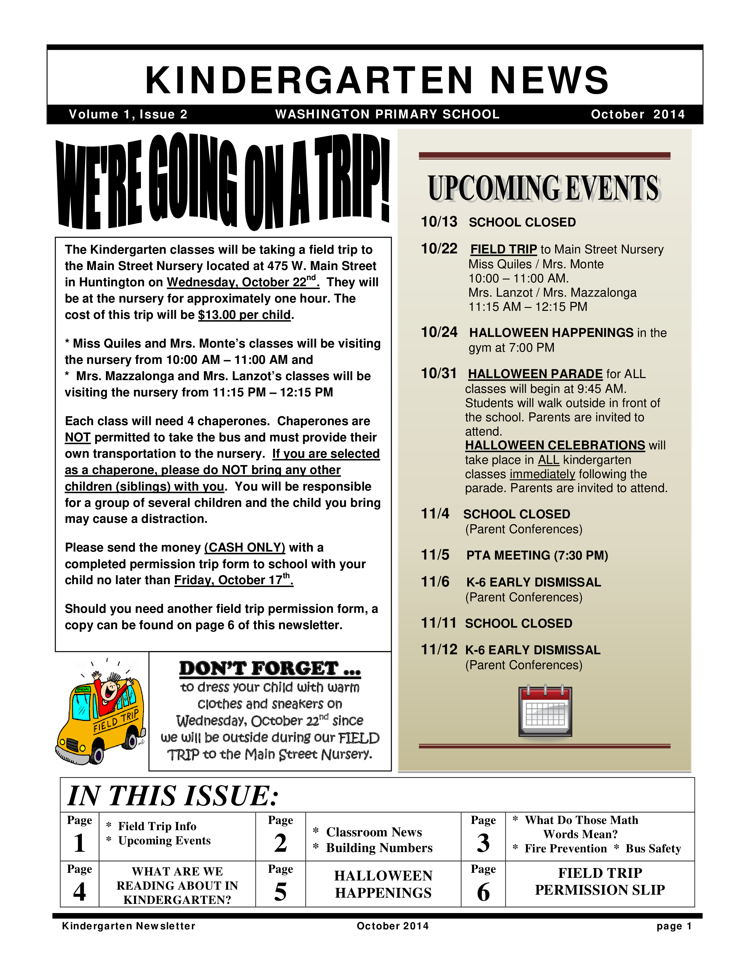 kindergarten events newsletter template