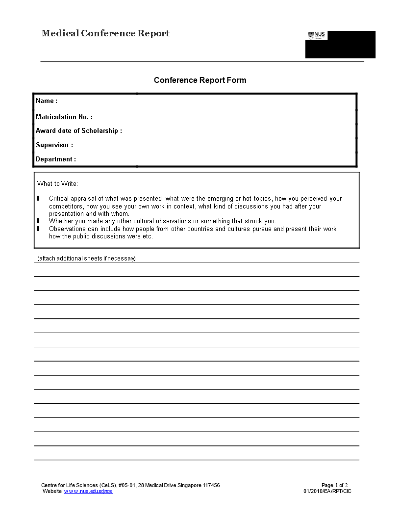 Medical Conference Report  Templates at allbusinesstemplates.com With Regard To Medical Report Template Doc