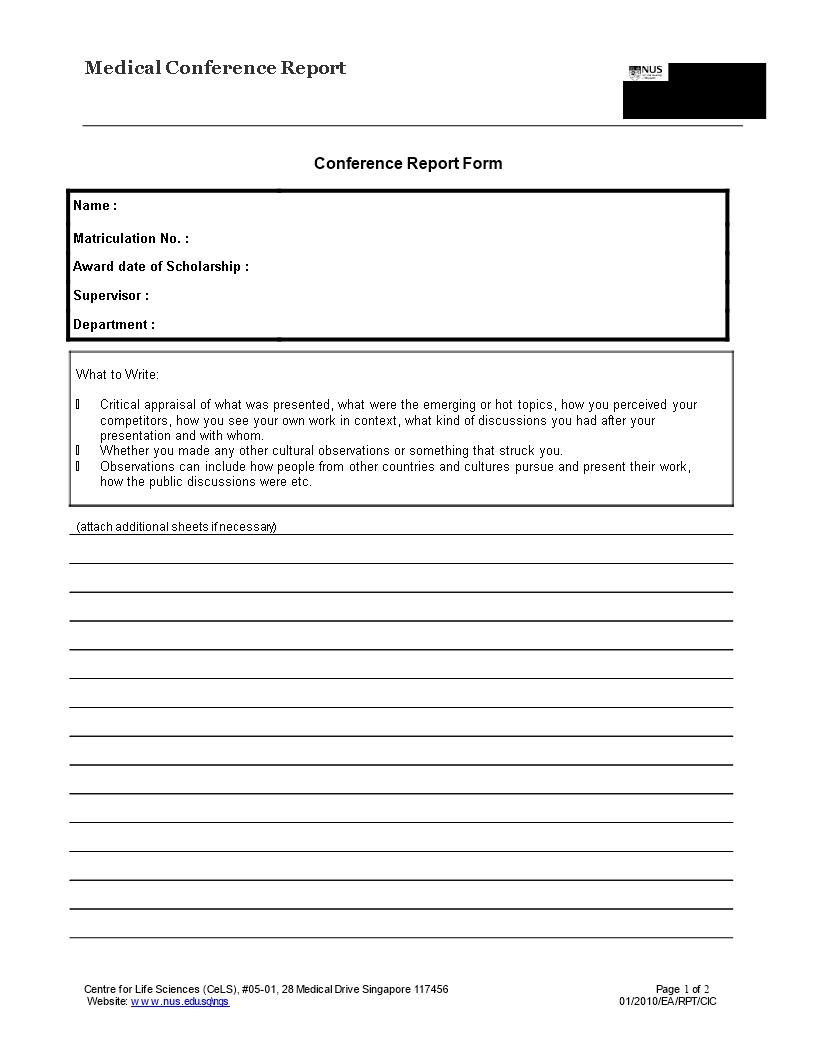 medical conference report template