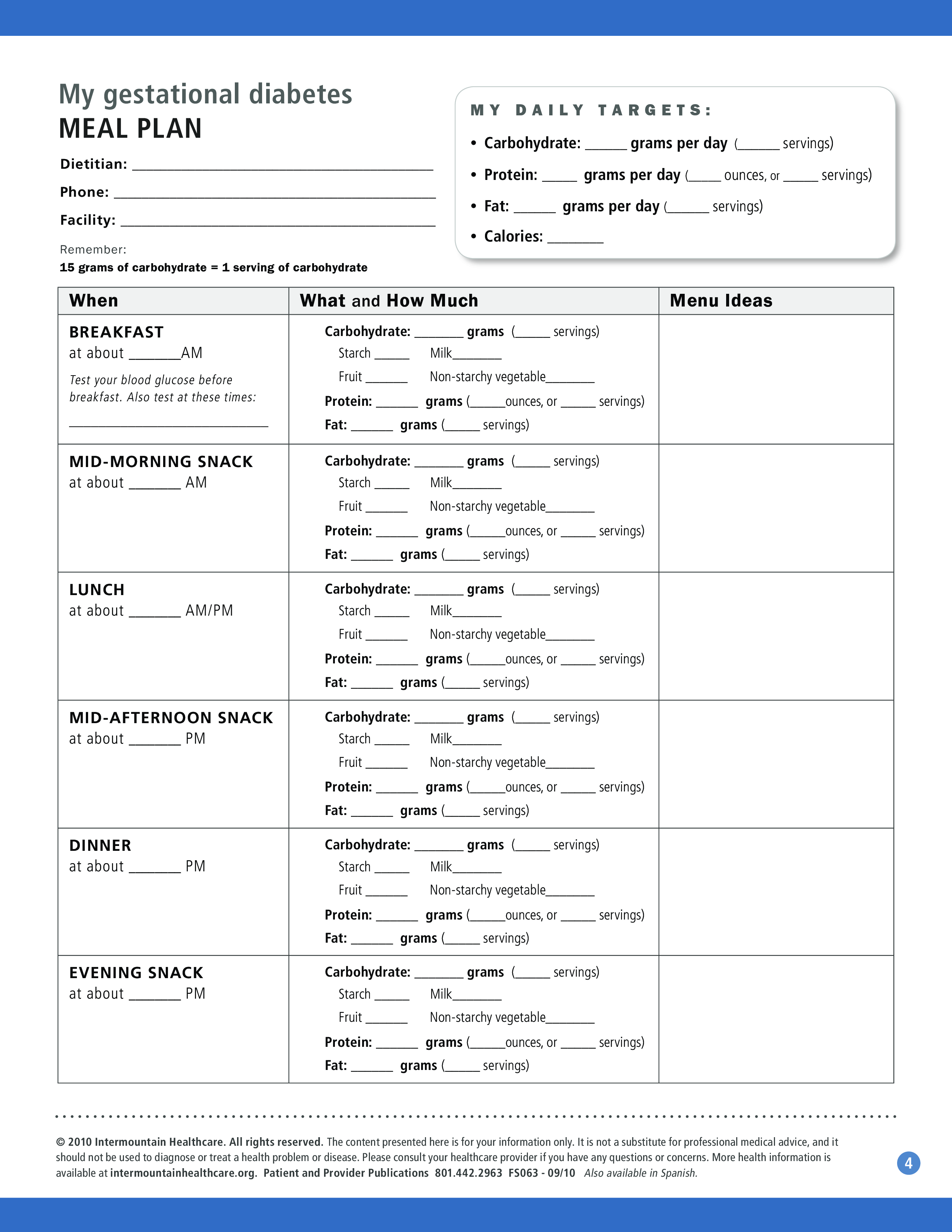diabetic meal plan templates at allbusinesstemplatescom
