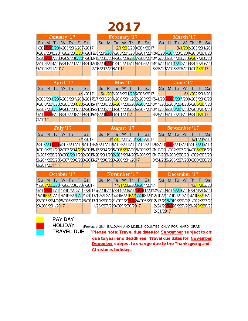 2017 travel calendar voorbeeld afbeelding 