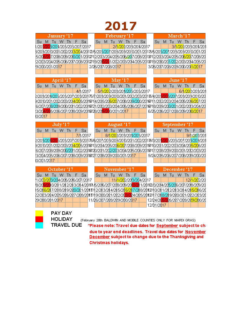 2017 travel calendar plantilla imagen principal