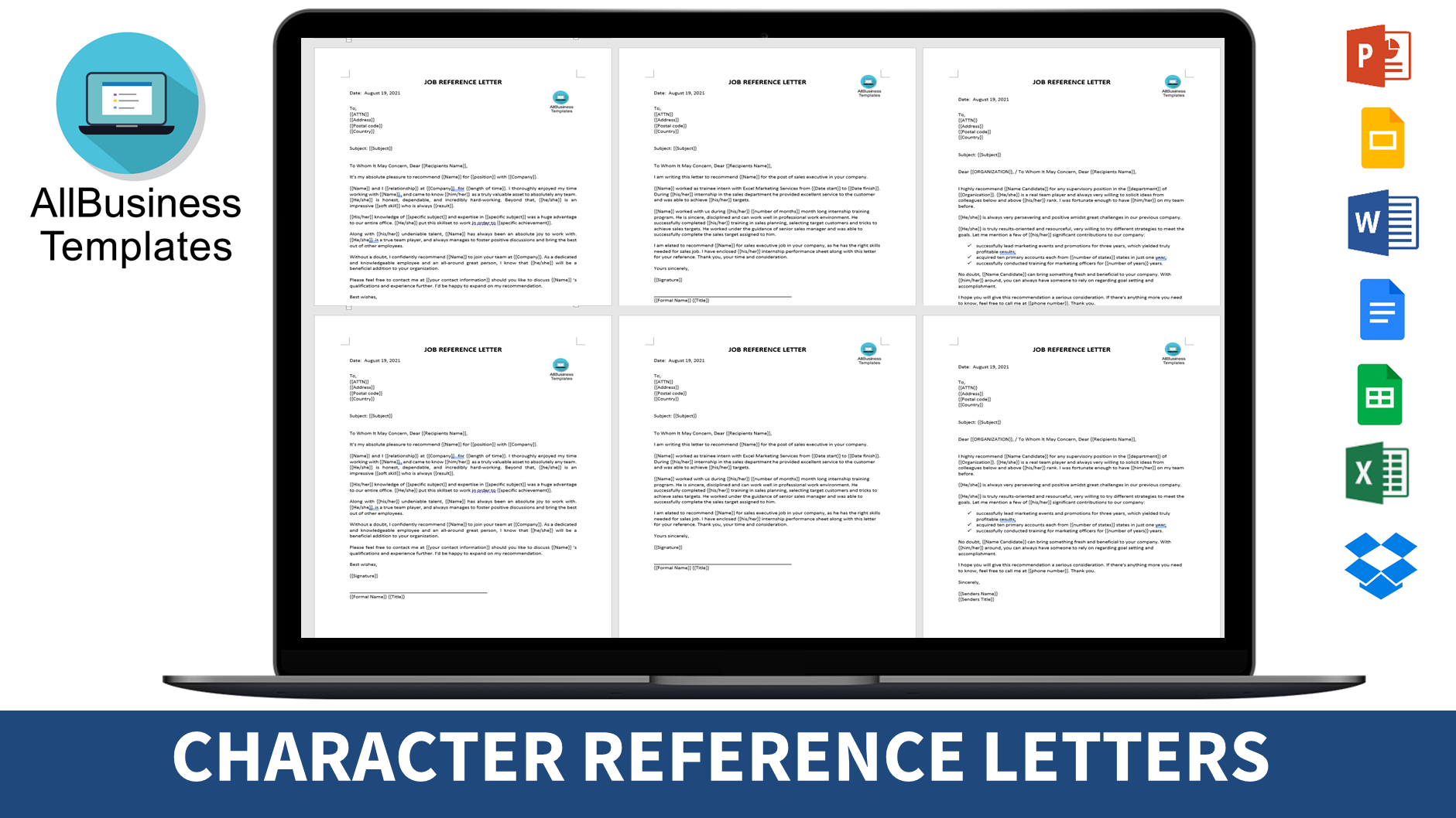 character reference sample template