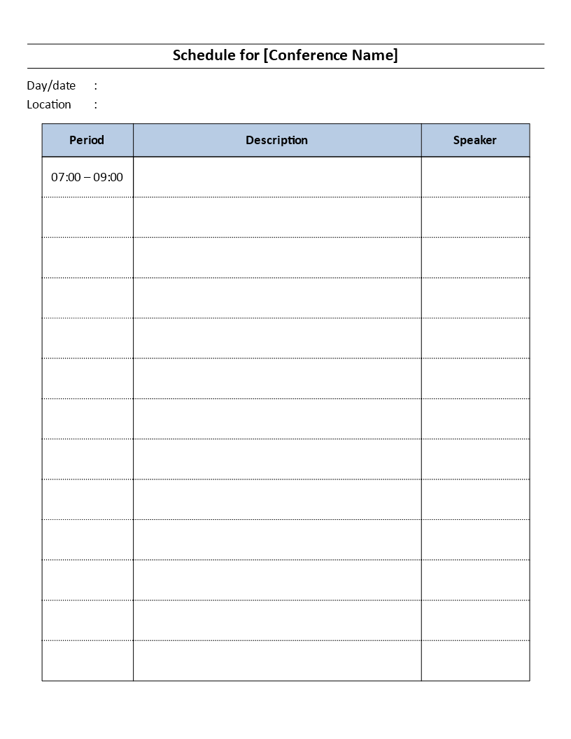 Conference schedule template 模板