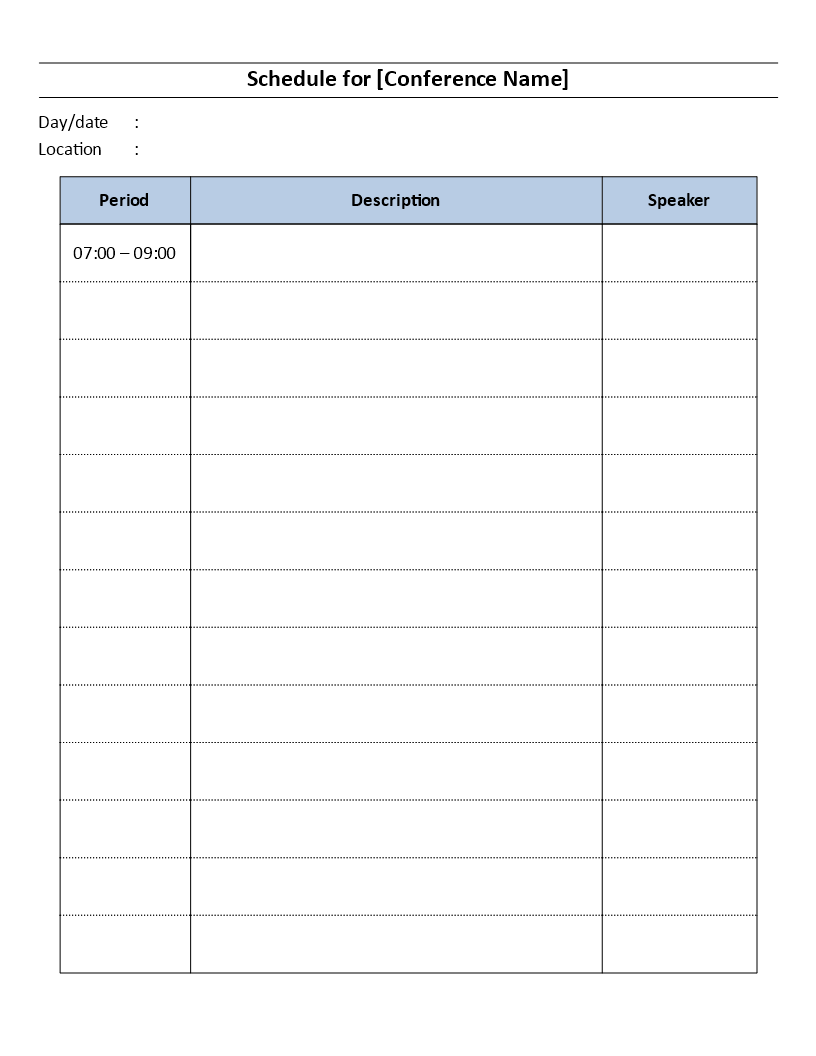  Conference Schedule Template Allbusinesstemplates