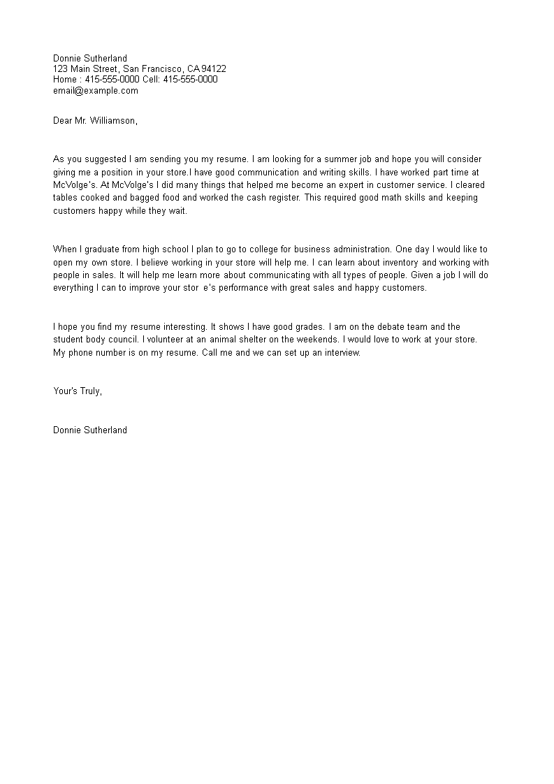 cover letter for general worker without experience