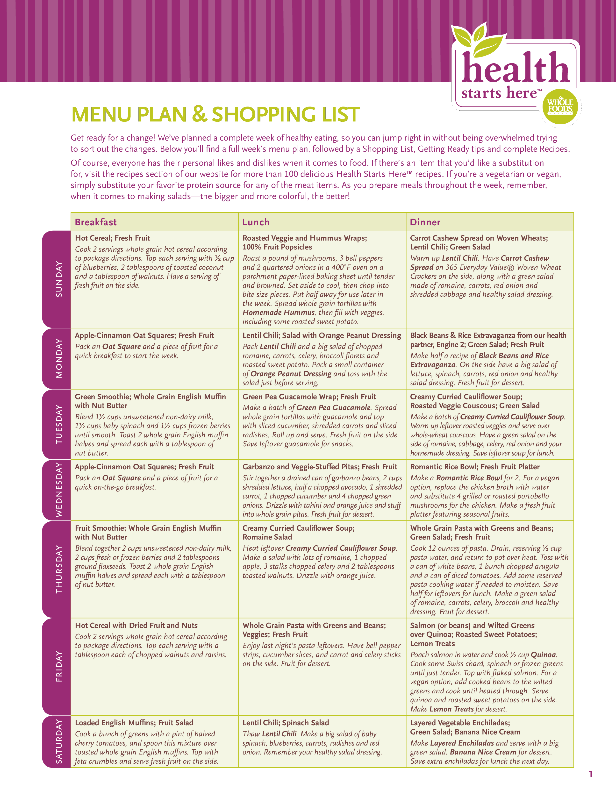 Printable Meal Planner And Grocery List main image