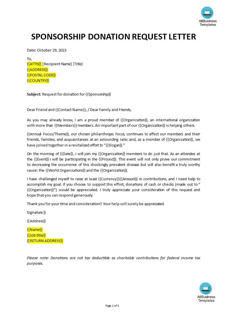 sample donation request letter voorbeeld afbeelding 