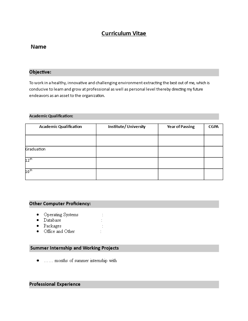Resume format