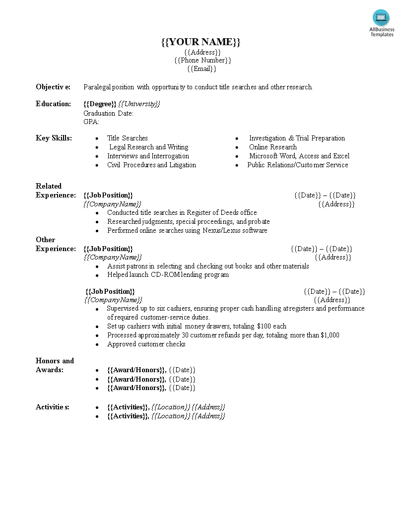 customer service chronological resume template