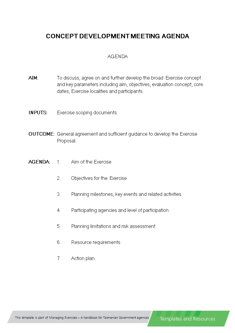 development meeting agenda template