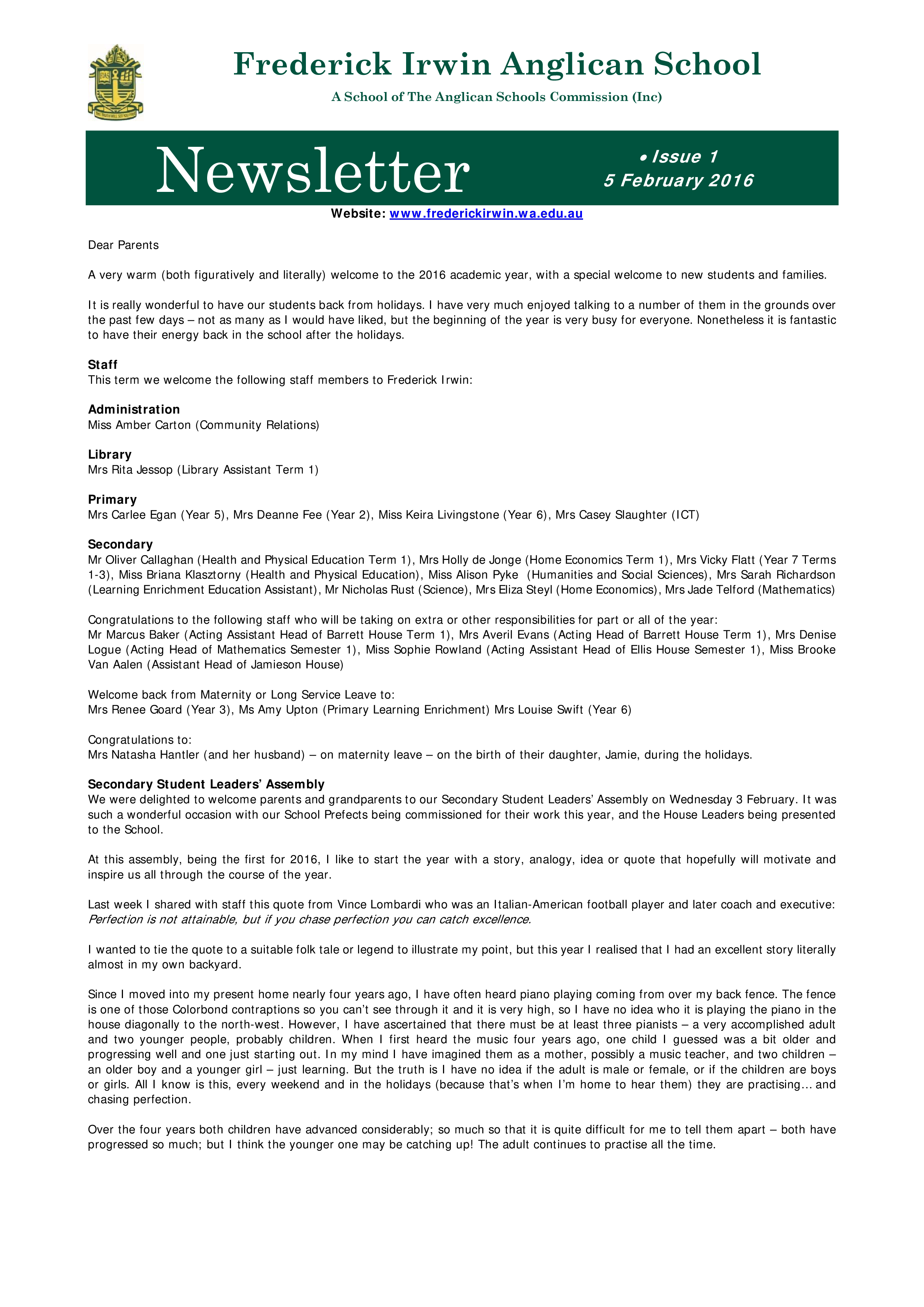 primary school newsletter example Hauptschablonenbild