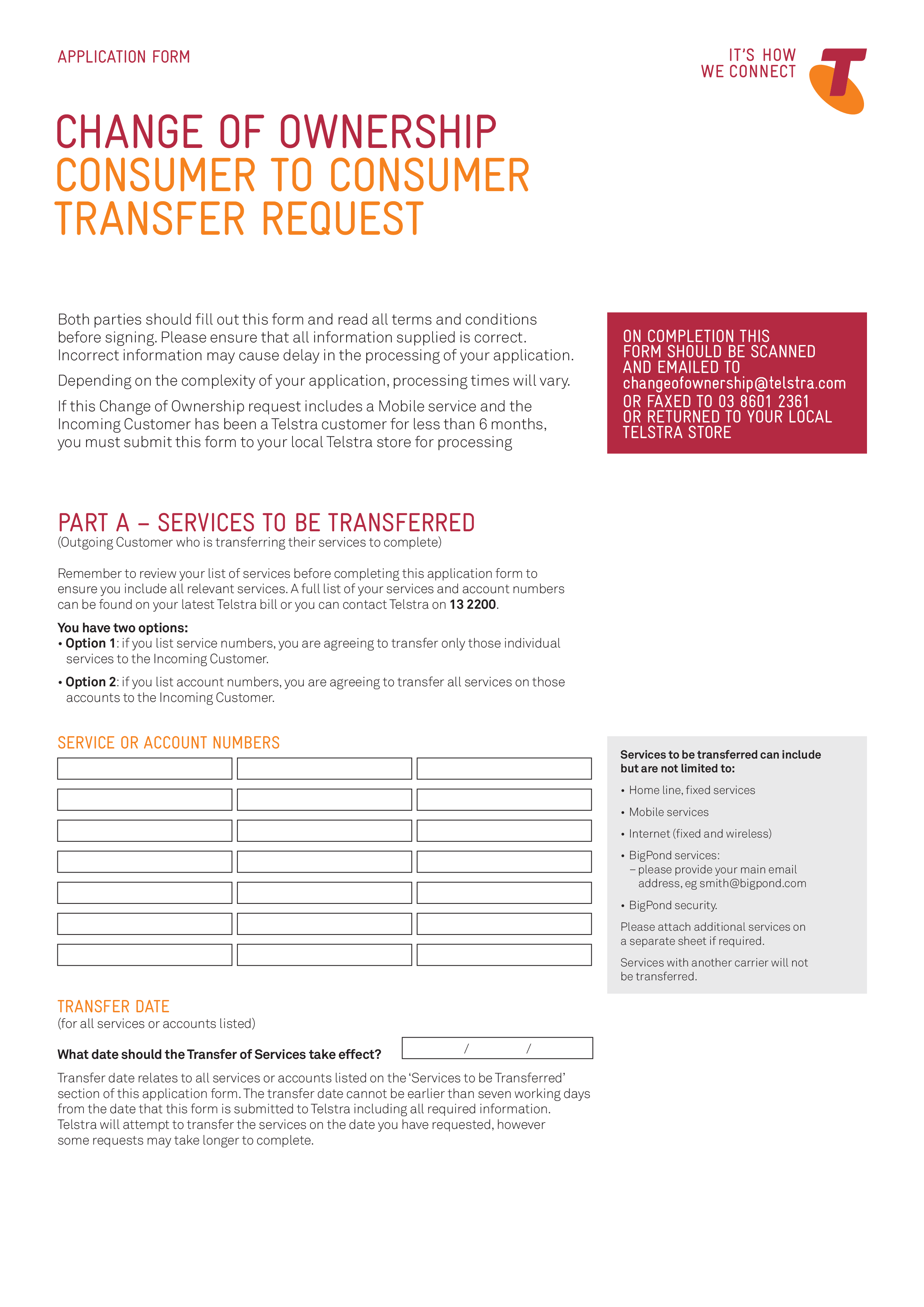 Ownership Transfer Request Letter 模板