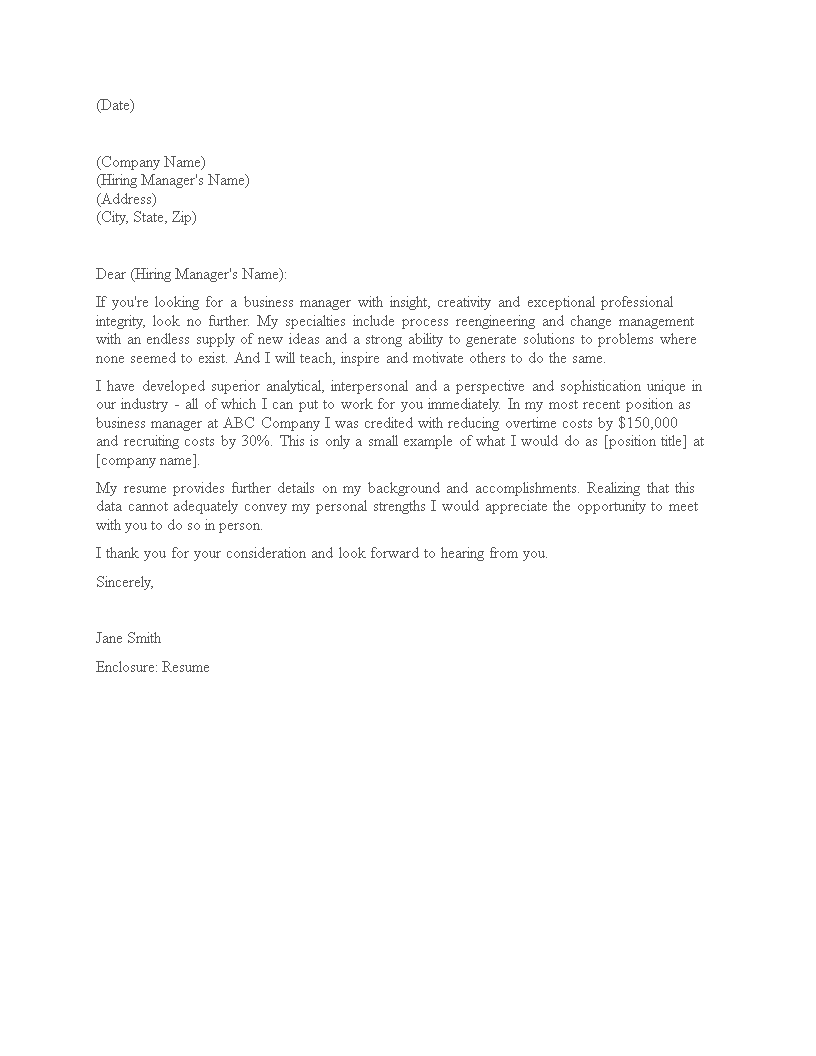 application letter for business consultant