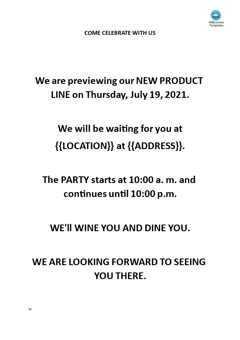 Celebrate New Product line Invitation 模板