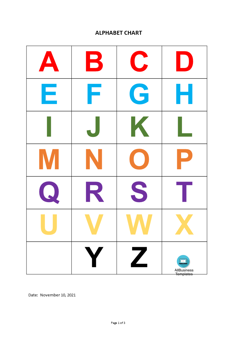 alphabet chart templates at allbusinesstemplates com