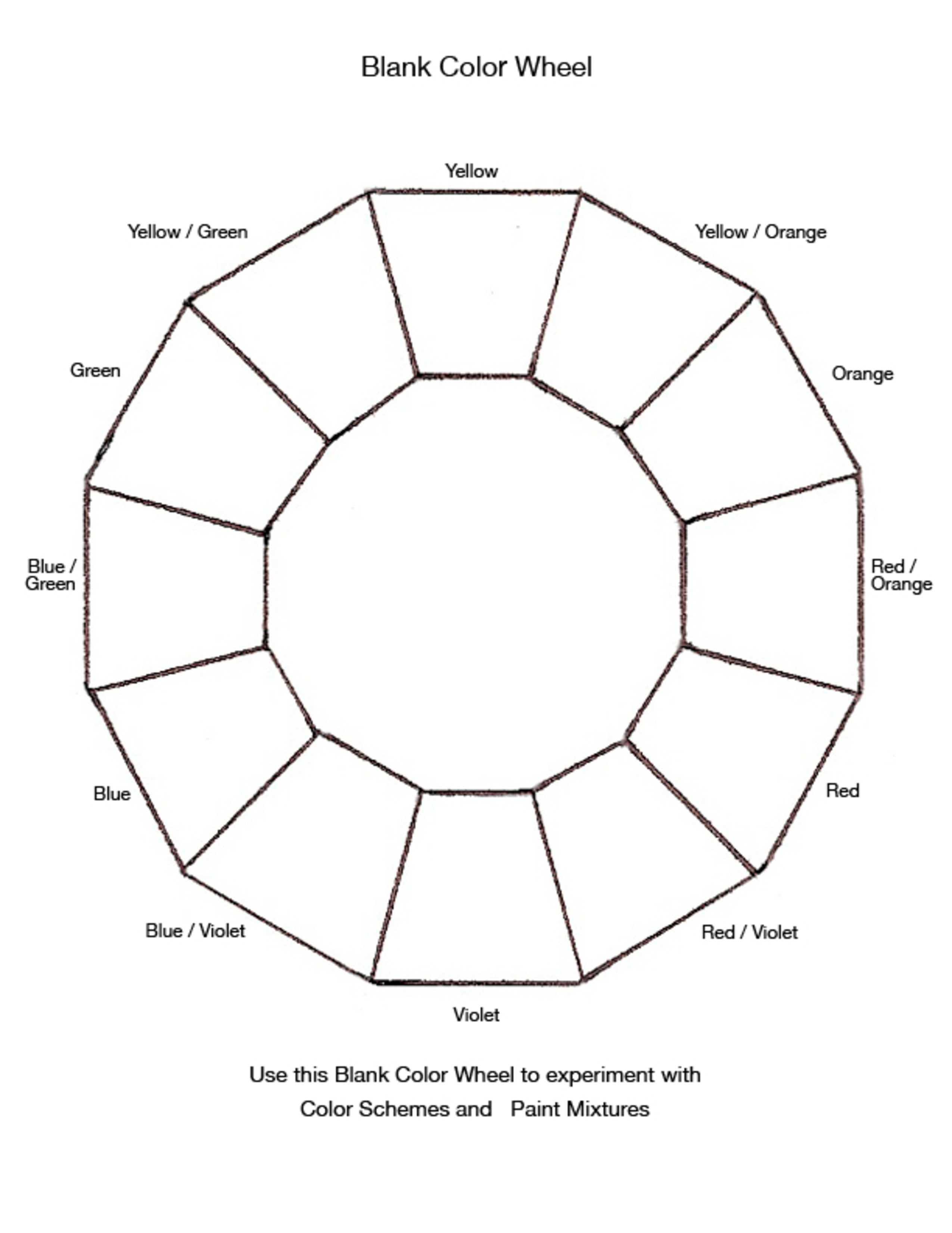 Kostenloses Blank Color Wheel Chart Throughout Blank Color Wheel Template