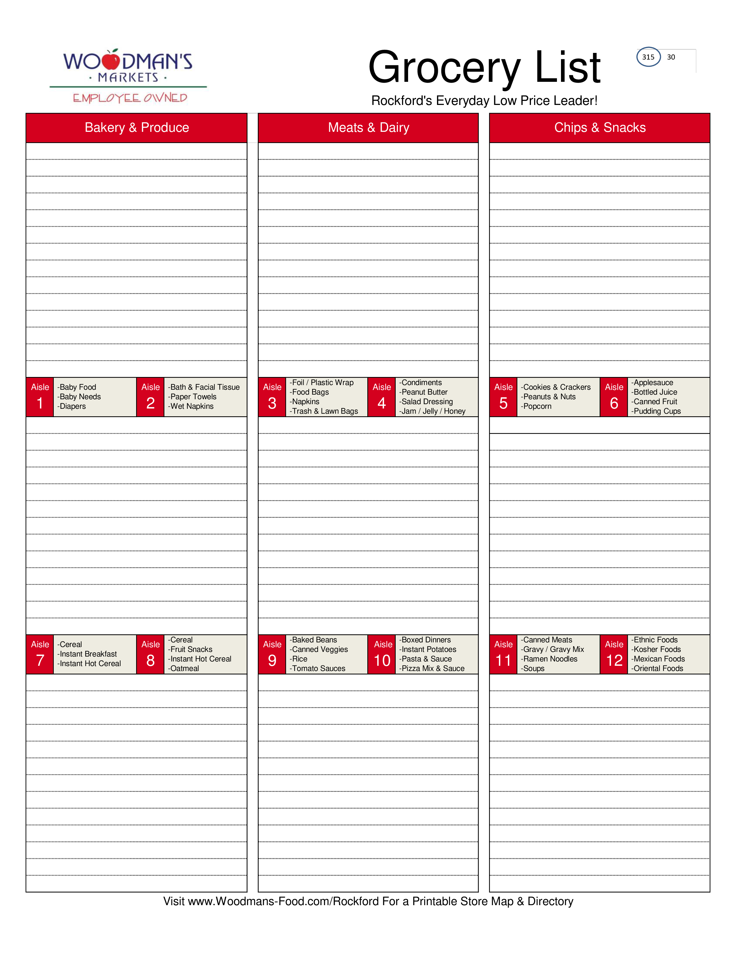 Printable Blank Grocery List Templates At Allbusinesstemplates