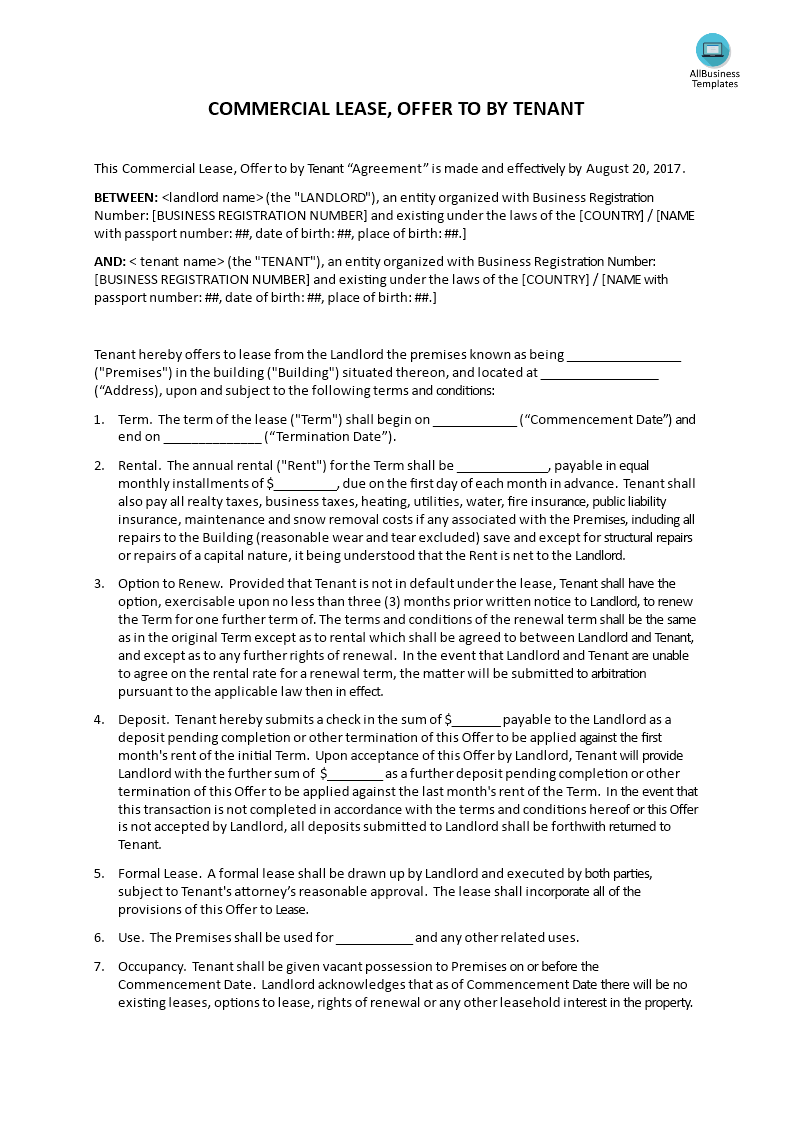 Business Lease Proposal Template