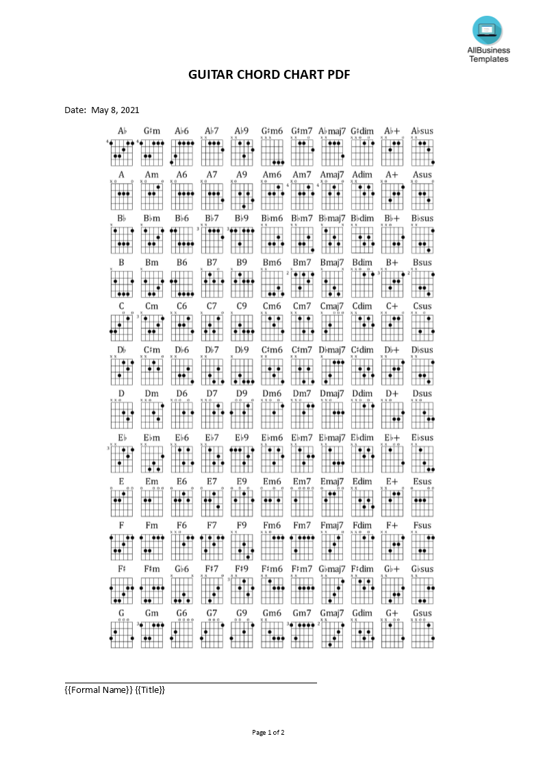 guitar chord chart modèles