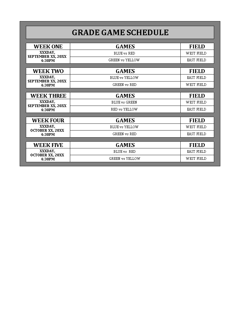 Excel Team Schedule main image