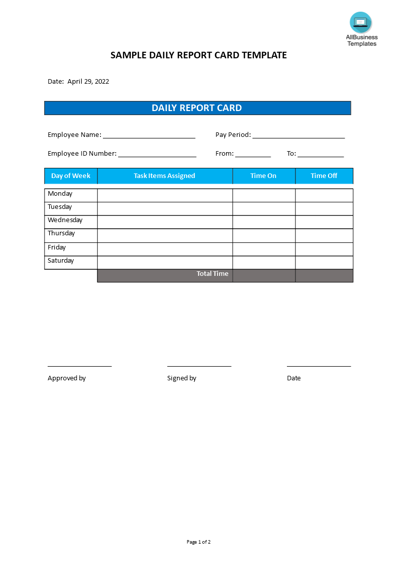 daily report modèles