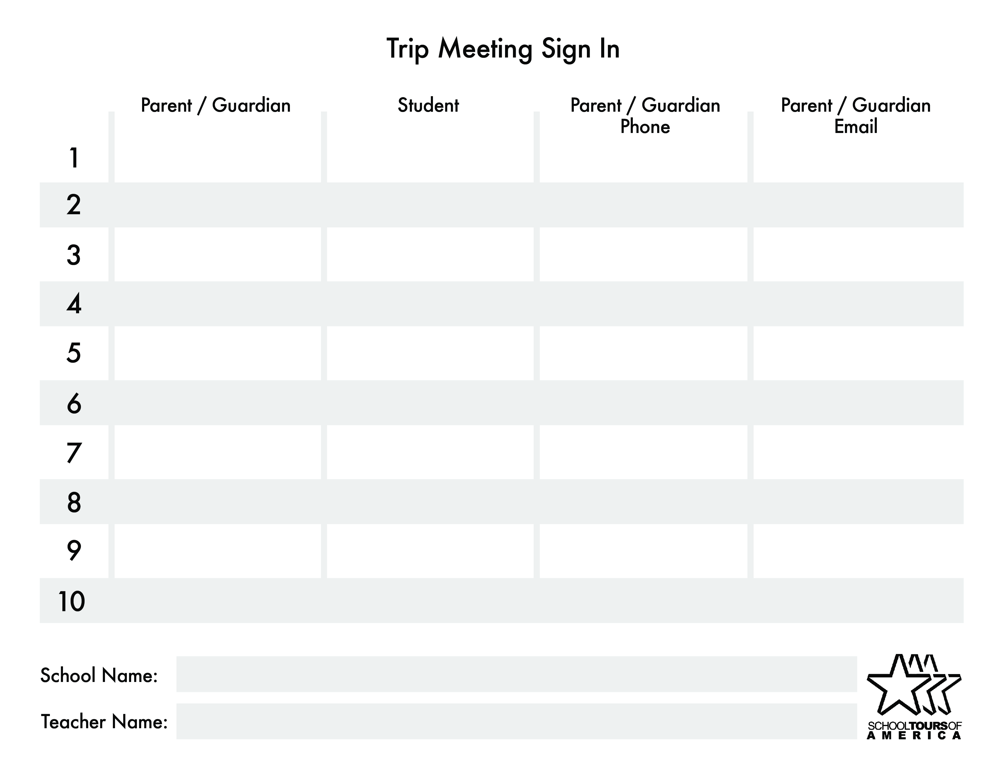 trip meeting sign in sheet template