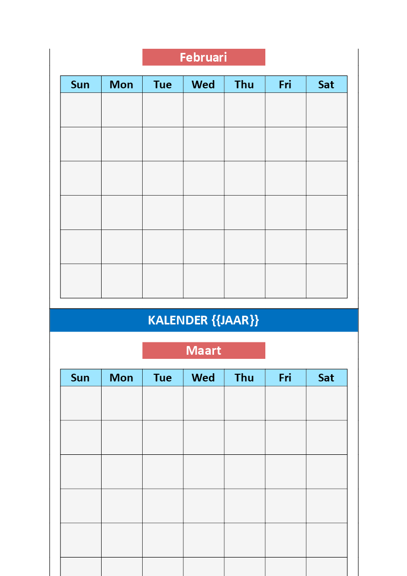 Kalender Template Gratis