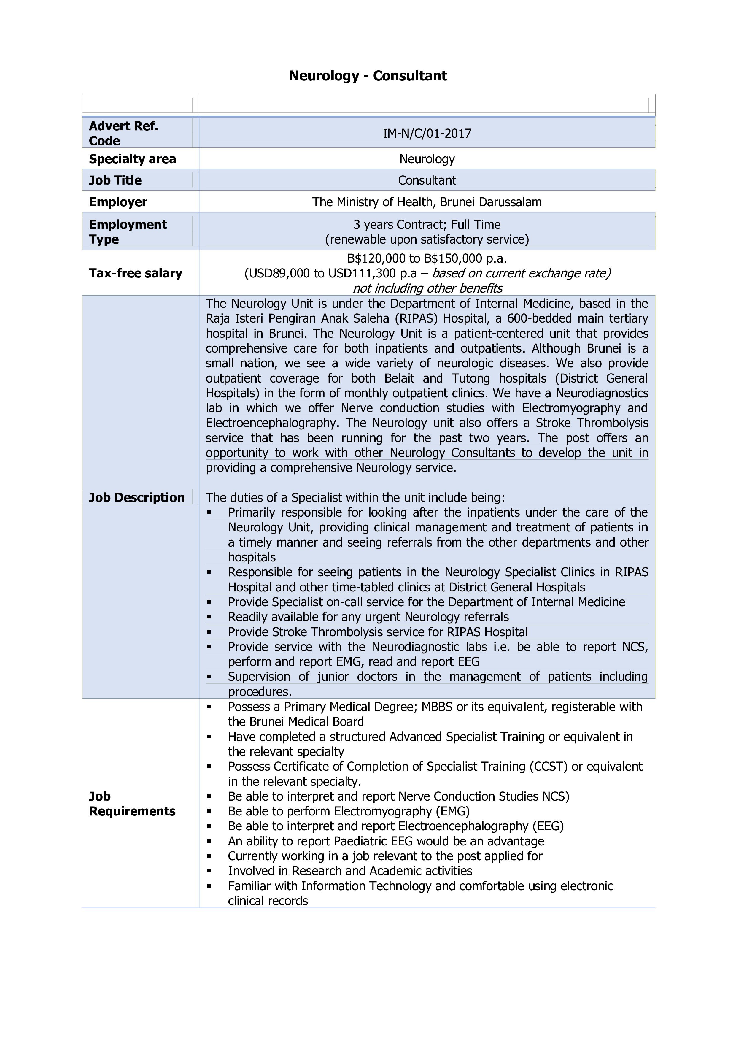 neurologist consultant job description template