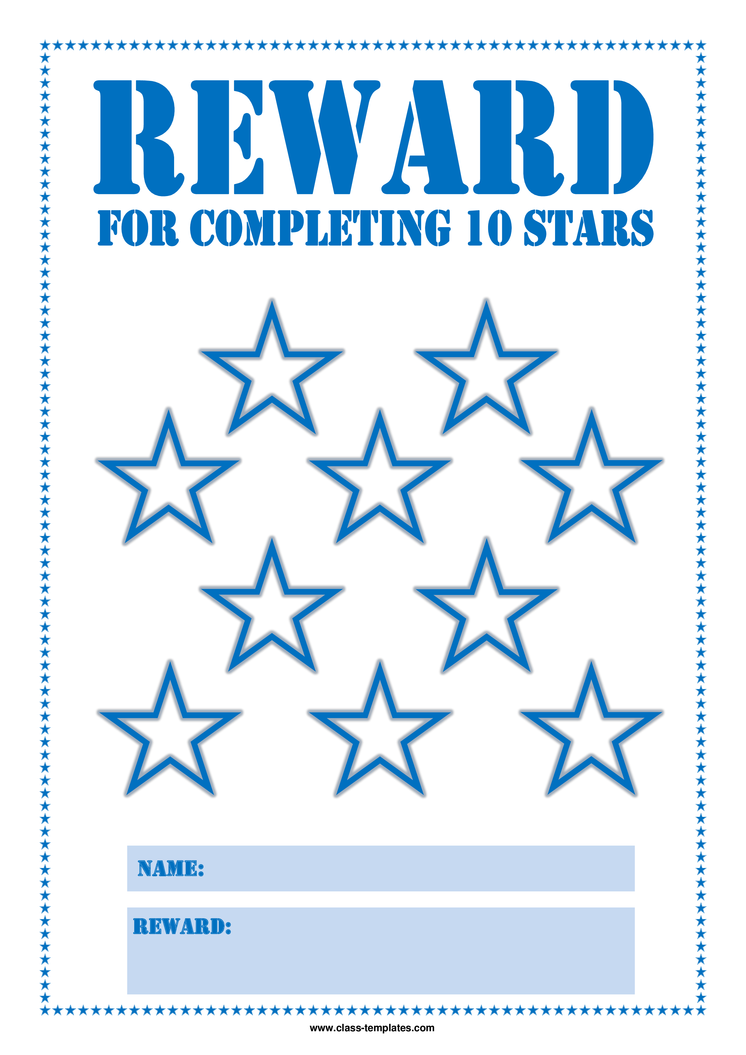 star reward chart for kids template