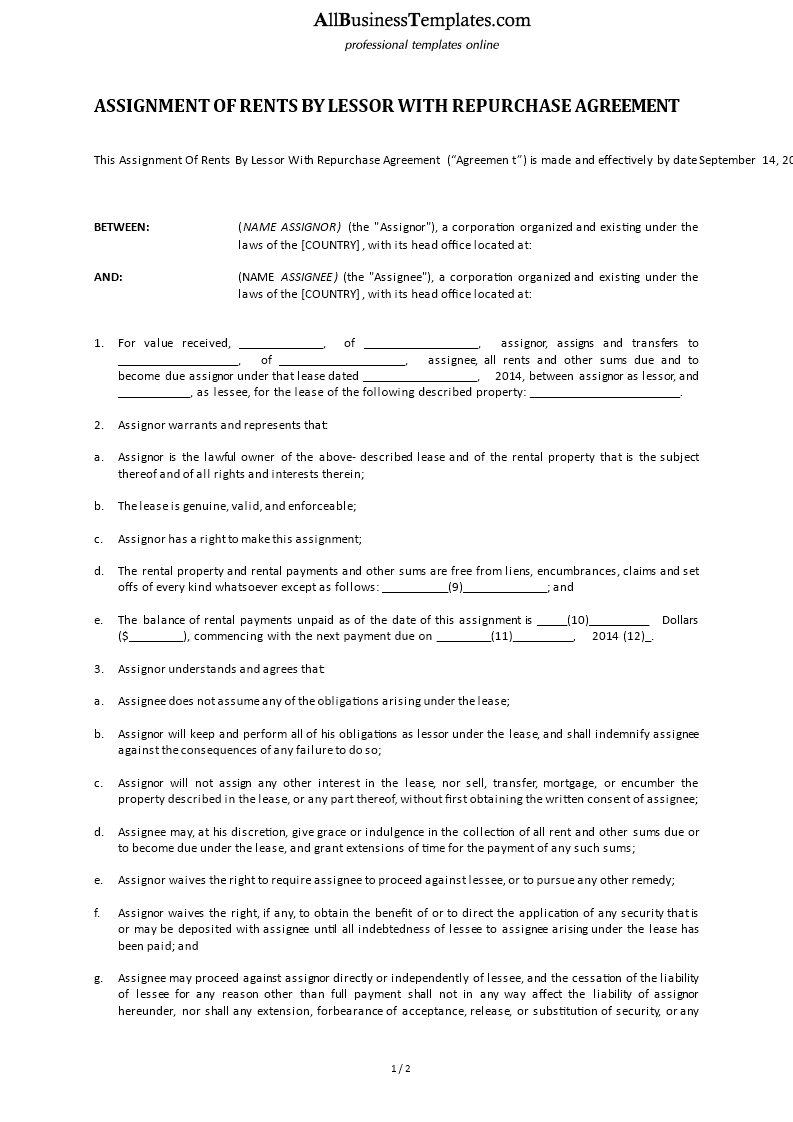 assignment of rights contract