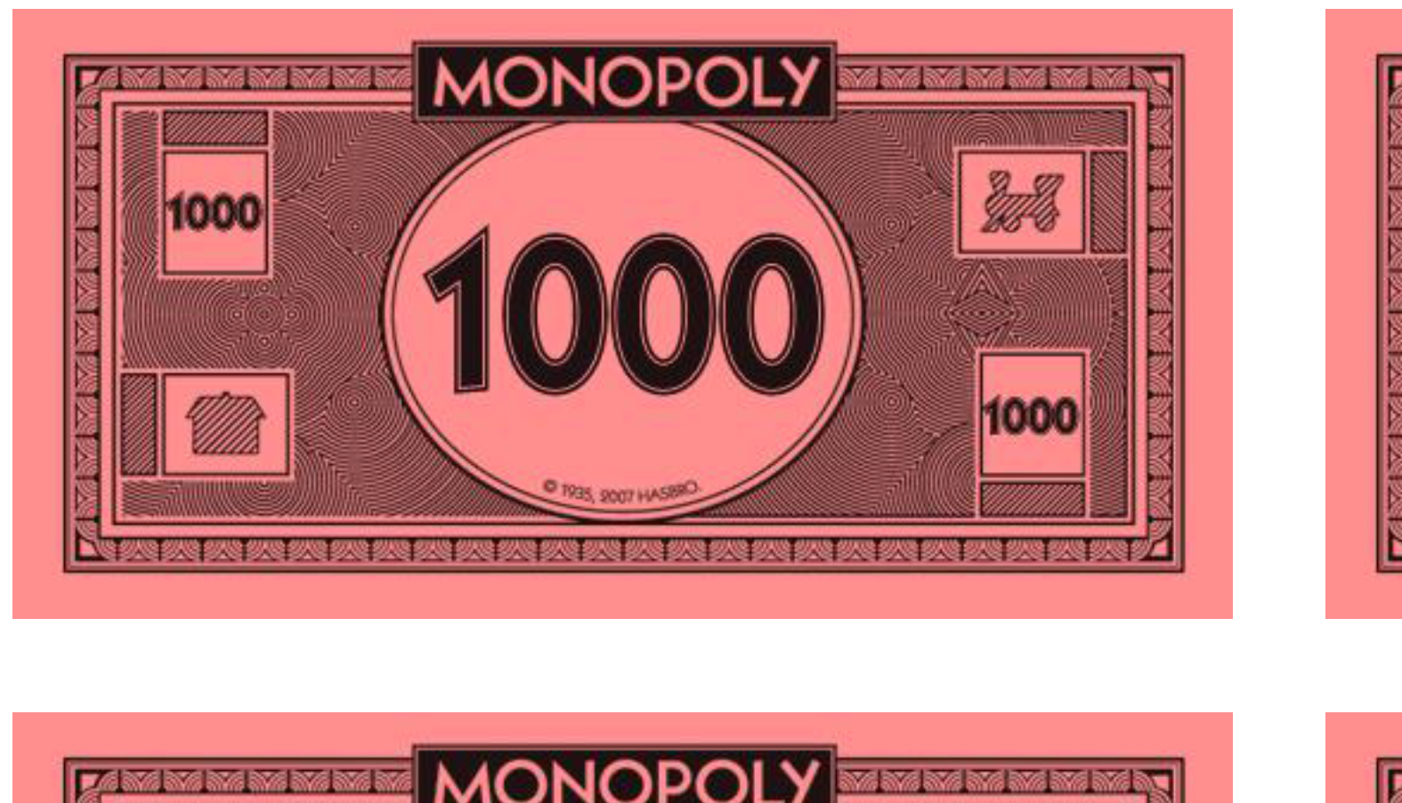 Monopoly Money 1000 Bill Templates at