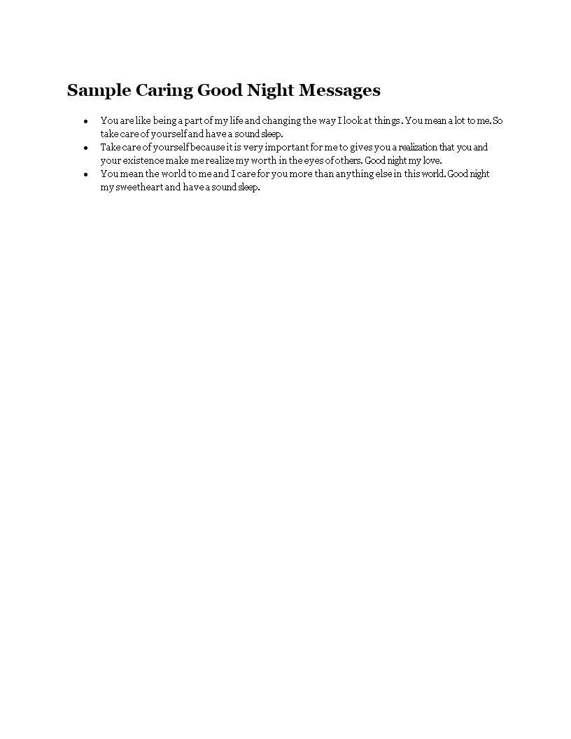 good night messages template