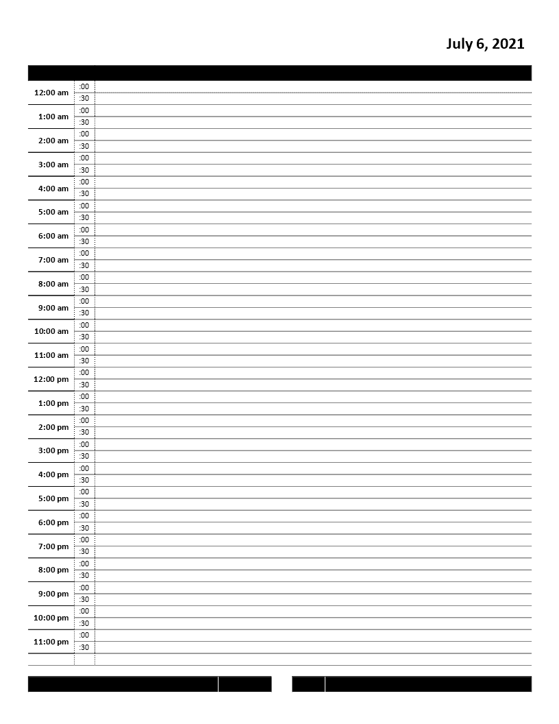 Kostenloses Hourly Daily Calendar Intended For Printable Blank Daily Schedule Template