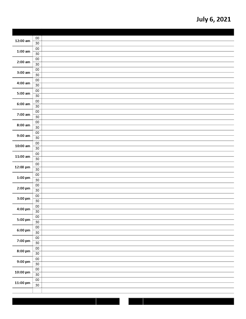 Kostenloses Hourly Daily Calendar With Regard To Printable Blank Daily Schedule Template